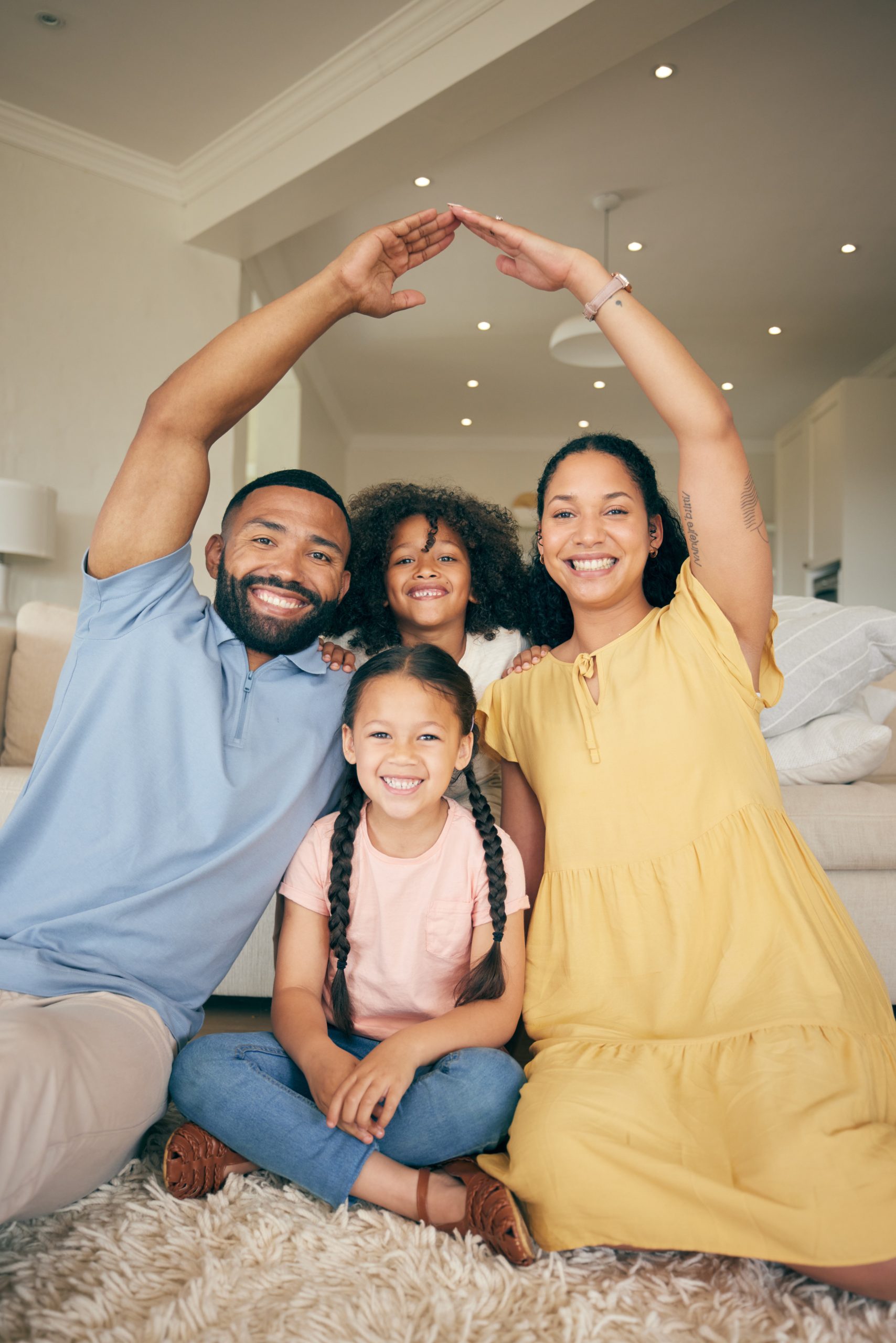 Happy family protected by health insurance coverage